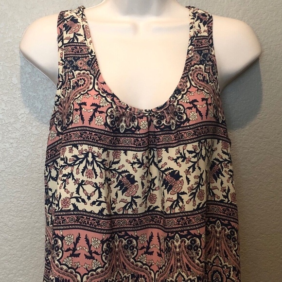 TeenBell Paisley Printed Boho Hi/Lo Hem Racerback Sleeveless Tank Top Size S - Picture 1 of 7